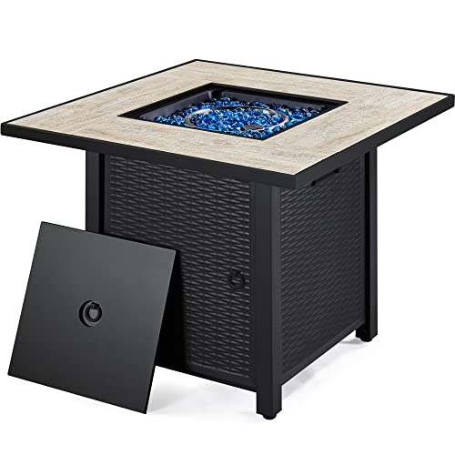 Yaheetech Propane Gas Fire Pit 30 Inch 50,000 BTU Square Gas Firepits with Ceramic Tabletop and Fire...