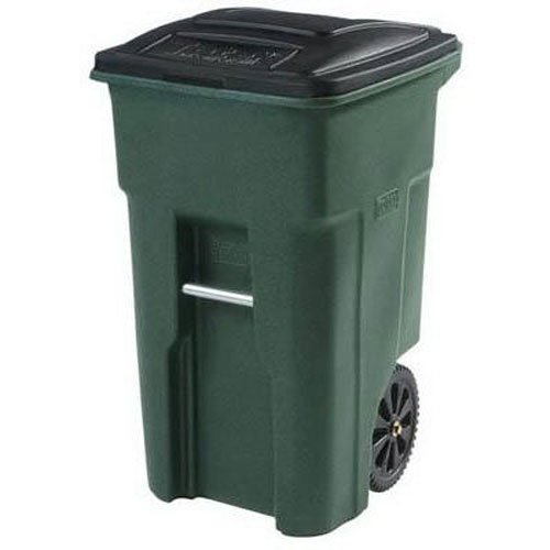 Toter 79232-R2968 32 Gallon Greenstone Trash Can with Wheels and Attached Lid