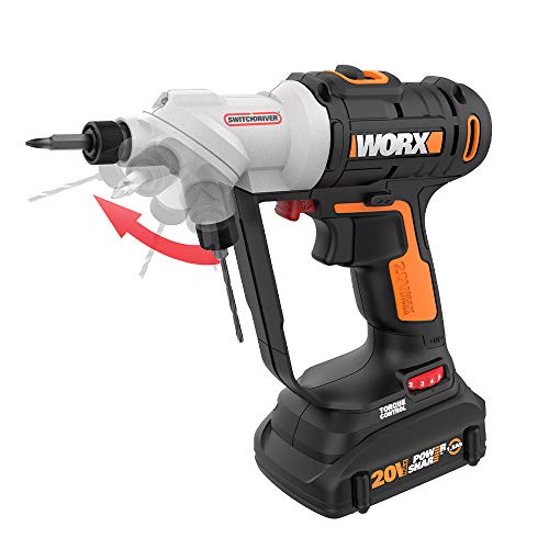 WORX Switchdriver 2-in-1 Cordless Drill and Driver with Rotating Dual Chucks and 2-Speed Motor with...