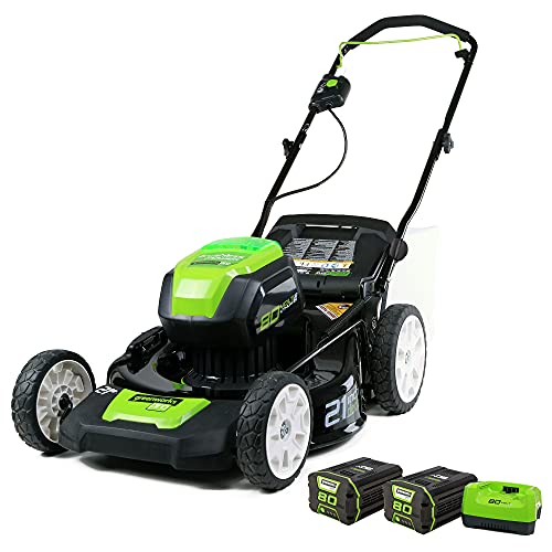 Greenworks Pro 80V 21' Brushless Cordless Lawn Mower, (2) 2.0Ah Batteries and 30 Minute Rapid...