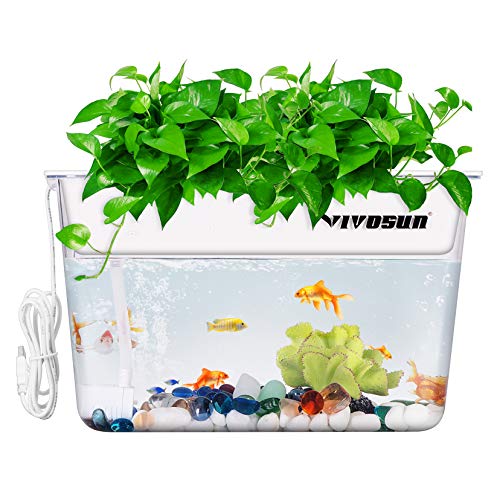 VIVOSUN 3-Gallon Aquaponic Fish Tank, Hydroponic Cleaning Tank for Freshwater Fish to Feed Plants...