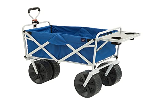 MacSports All Terrain Beach Wagon with Side Table|Heavy Duty Collapsible Folding Cart with Large...