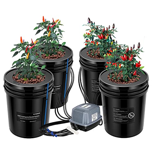 VIVOSUN DWC Hydroponics Grow System with Top Drip Kit, 5-Gallon Deep Water Culture, Recirculating...