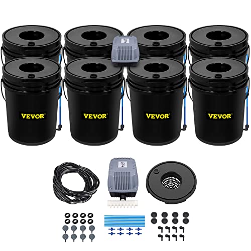 VEVOR DWC Hydroponic System, 5 Gallon 8 Buckets, Deep Water Culture Growing Bucket, Hydroponics Grow...