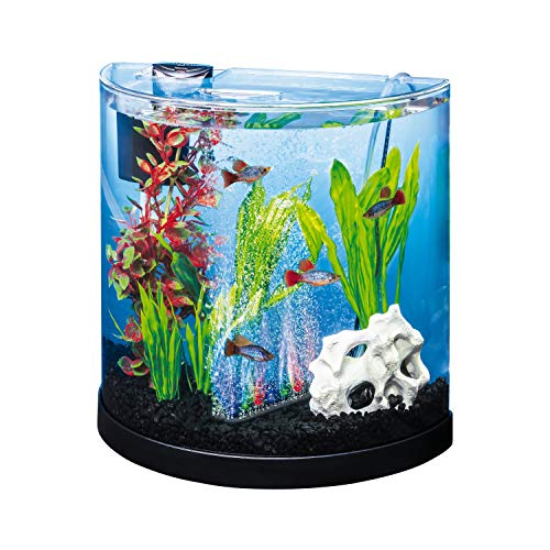 Tetra ColorFusion Starter aquarium Kit 3 Gallons, Half-Moon Shape, With Bubbler And Color-Changing...