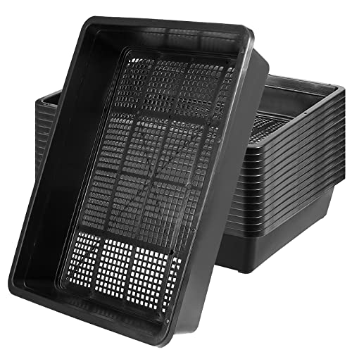 MOUYAT 14 Pack 15 x12 Inch Seed Starter Trays, Plastic Mesh Bottom Growing Trays, Plant Germination...