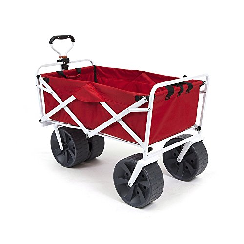 Mac Sports Heavy Duty Collapsible Folding All Terrain Utility Wagon Beach Cart - Red/White