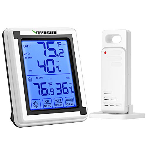 VIVOSUN Indoor Outdoor Thermometer Wireless Digital Hygrometer Temperature and Humidity Monitor with...