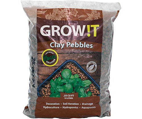 GROW!T GMC10L - 4mm-16mm Clay Pebbles, Brown, (10 Liter Bag) - Made from 100% Natural Clay, Can be...
