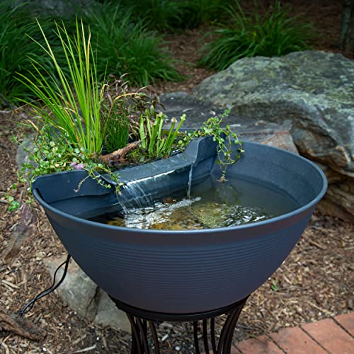 Aquascape Pond and Waterfall Kit AquaGarden Container Water Garden, Steel Gray