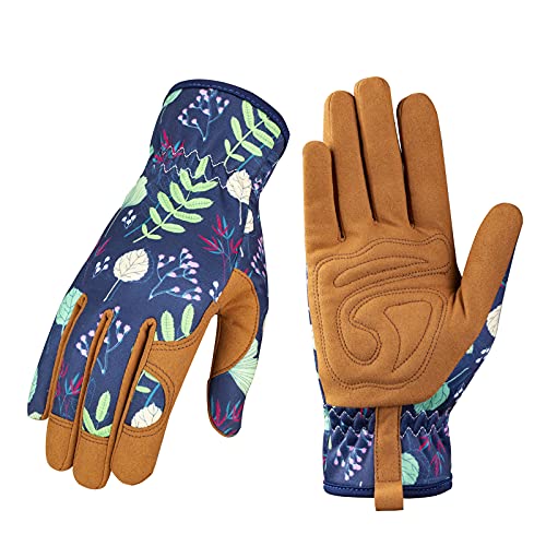 Leather Gardening Gloves for Women - Working Gloves for Weeding, Digging, Planting, Raking and...