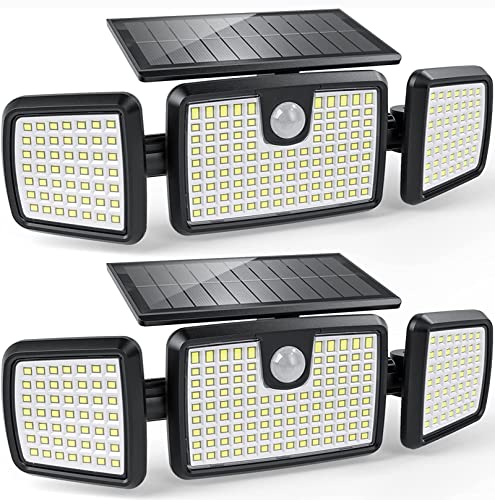 Solar Lights Outdoor, 3 Head Solar Motion Lights Outdoor with 2500LM 218 LEDs High Brightness,...