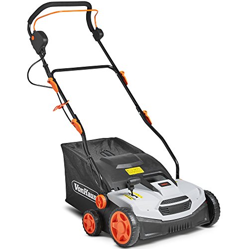VonHaus 12.5 Amp Corded 15' Electric 2 in 1 Lawn Dethatcher Scarifier and Aerator with 5 Working...