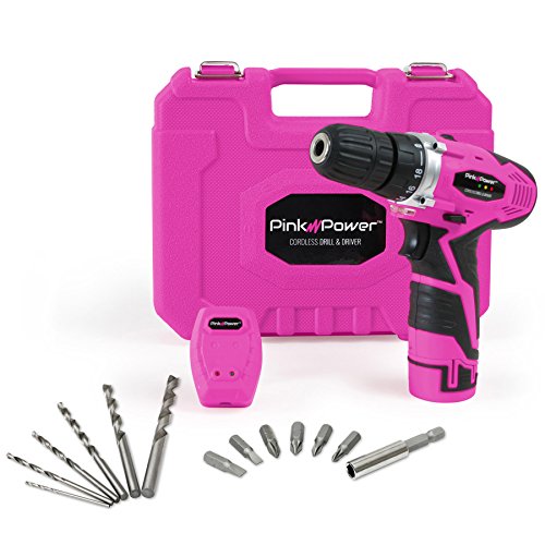 Pink Power PP121LI 12V Cordless Drill & Driver Tool Kit for Women- Tool Case, Lithium Ion Electric...